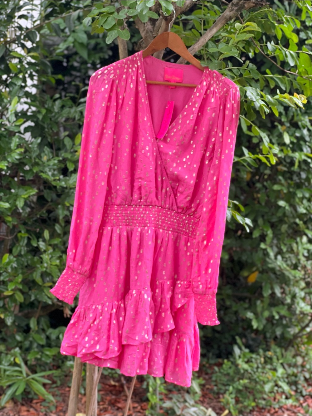 Lilly Pulitzer Hot Pink Dress with Gold Metallic Accents